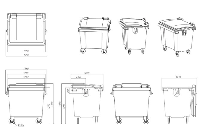 MGB1100 Four Wheel Bin