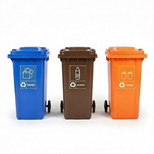 MGB120 Two Wheel Bin Recycling Bin Set 3R Bins