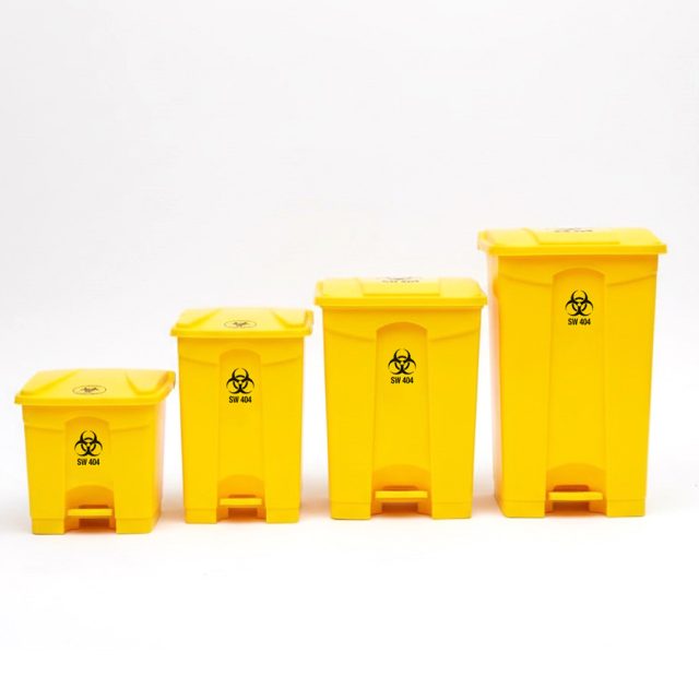 Medical Waste Pedal bins in Yellow for hospital use