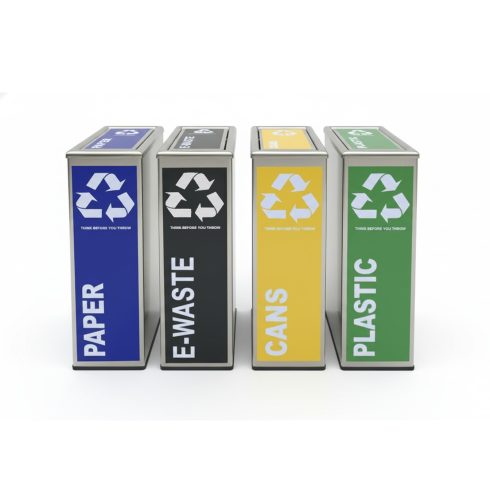 Stainless Steel Recycling Bins PAPER PLASTIC CANS AND E-WASTE