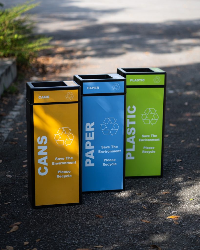 Recycling Bin Set 3 Colours, three colour recycling bins 