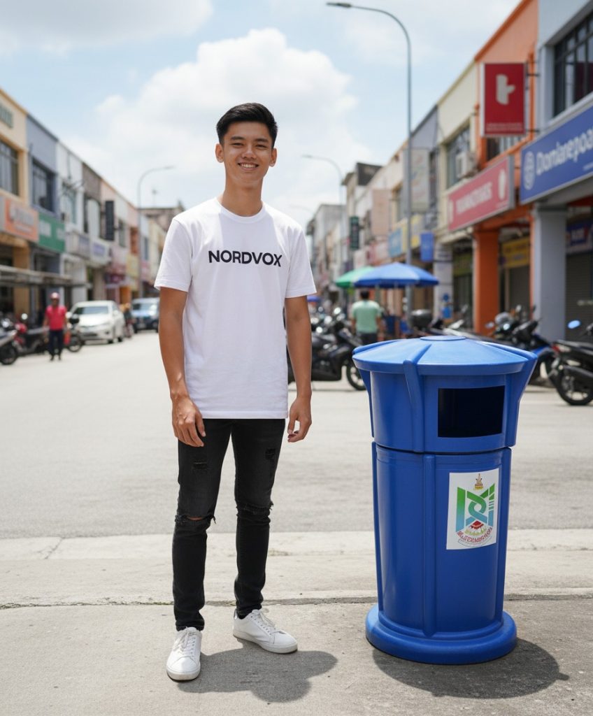 Man with Streety Litter Bin 
NORDVOX waste bin 