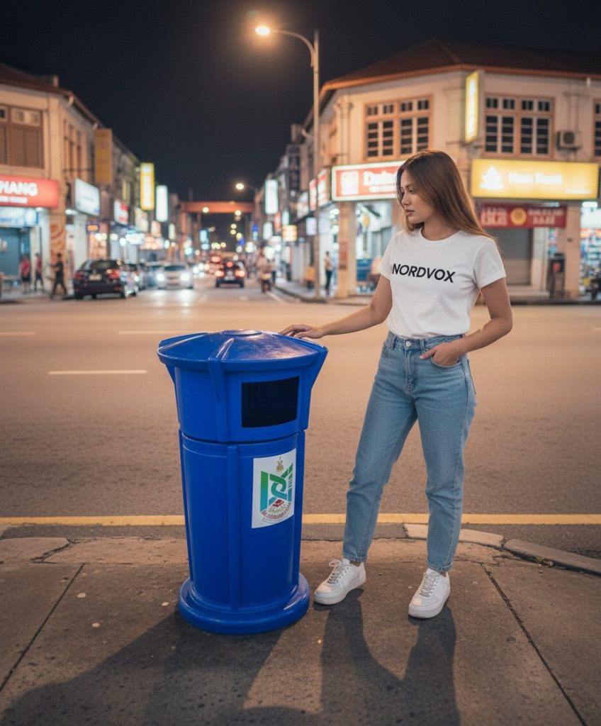 Lady with Streety Litter Bin 
NORDVOX waste bin 