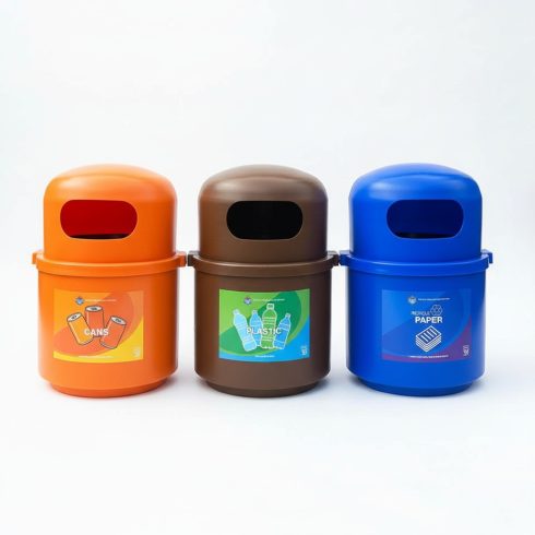 Recycling Bin Set Orange Brown Blue Paper Plastic Cans Nordvox Recycling Bin