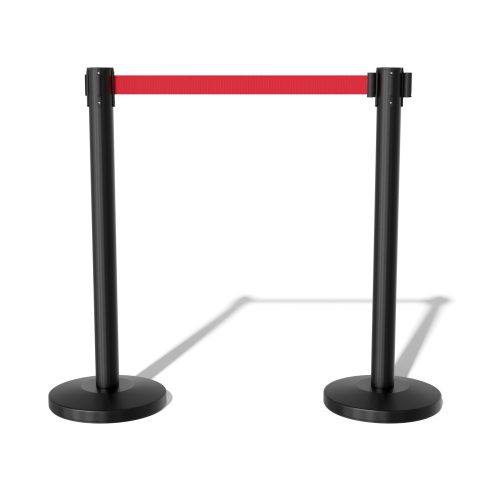 Black Retractable Queue up Stand with Red Belt