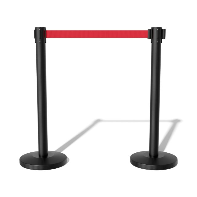 Black Retractable Queue up Stand with Red Belt