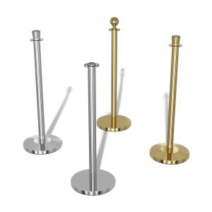 Stainless Steel Velvet Rope Q-Up Stand (Round Head)
