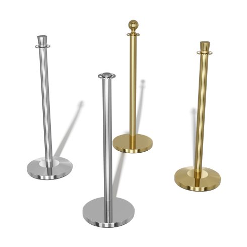 Stainless Steel Velvet Rope Q-Up Stand (Round Head)