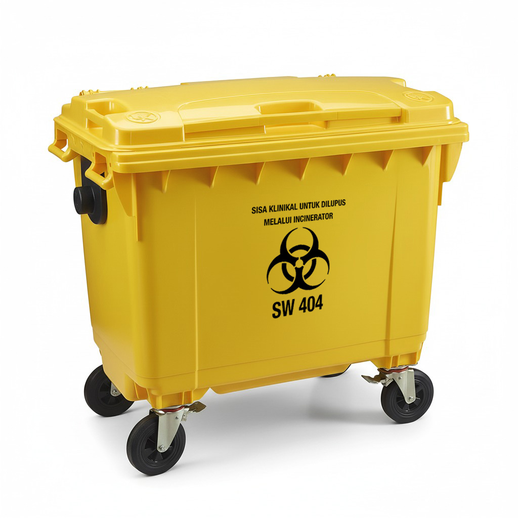 MGB660 Four Wheel Bin in yellow Medical Clinical Waste NORDVOX