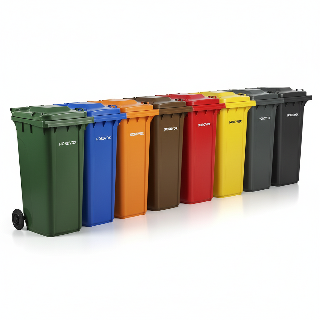 MGB120 Two Wheel Bin in various colours. Wheel Bin Green, blue, orange, yellow, brown, red, dark grey, black 