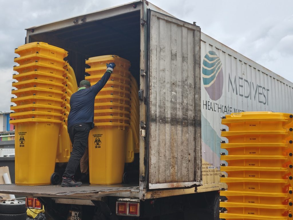 MGB240 Clinical Waste Bins loaded for Medivest 