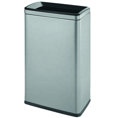 Office Rectangular Stainless Steel Bin with Black Top Opening
