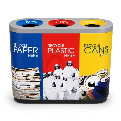 FGR1200 Trio 3-in-1 FRP recycling bin from NORDVOX — 300L fibreglass recycling station