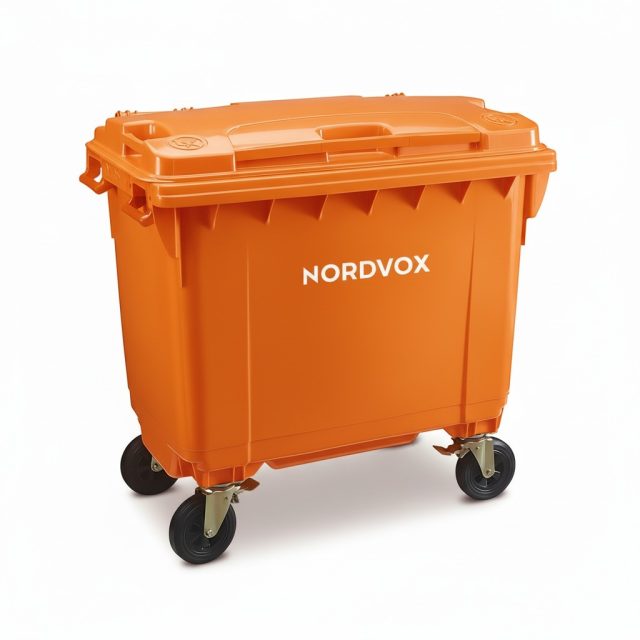MGB660 Four Wheel Bin - Nordvox in Orange Colour 660 liters