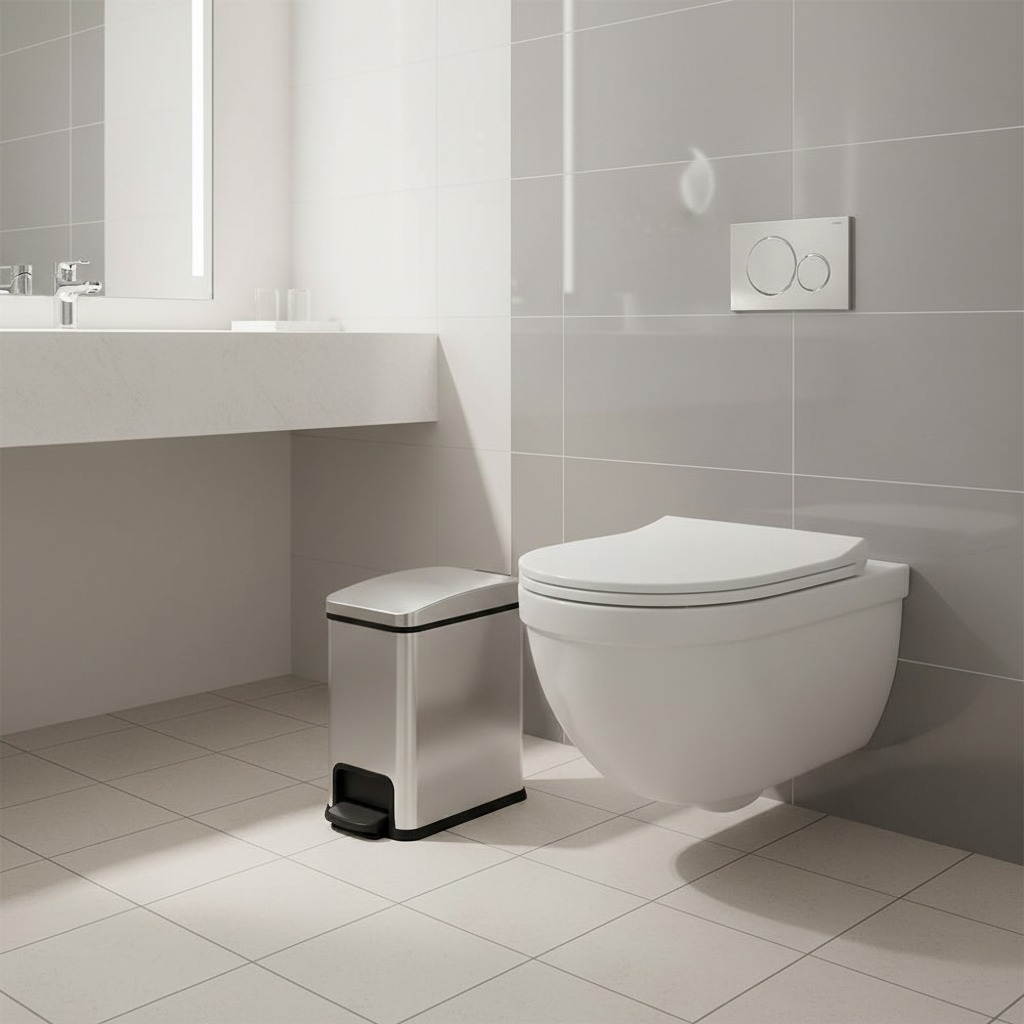 Stainless Steel pedal Bin in hotel washroom