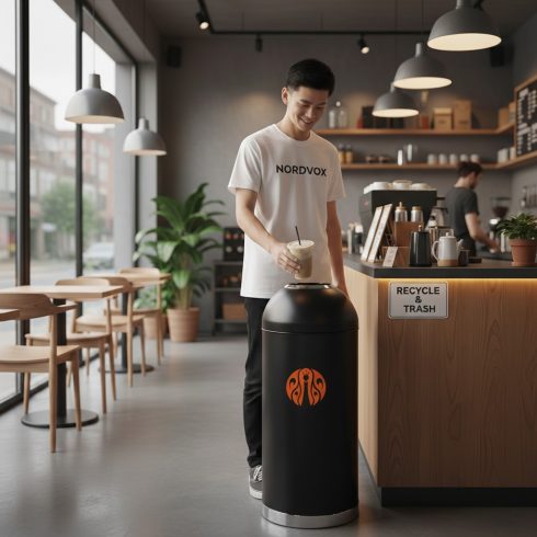 Waste bin in a cafe