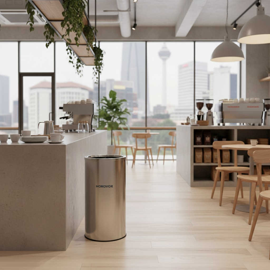 Stainless Steel Bin in Cafe Malaysia
