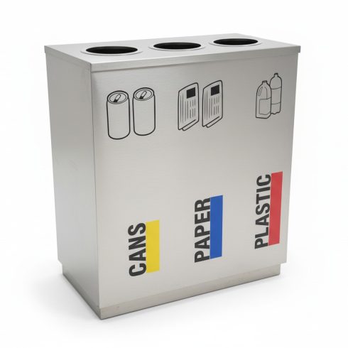 Stainless Steel 3-in-1 recycling bin