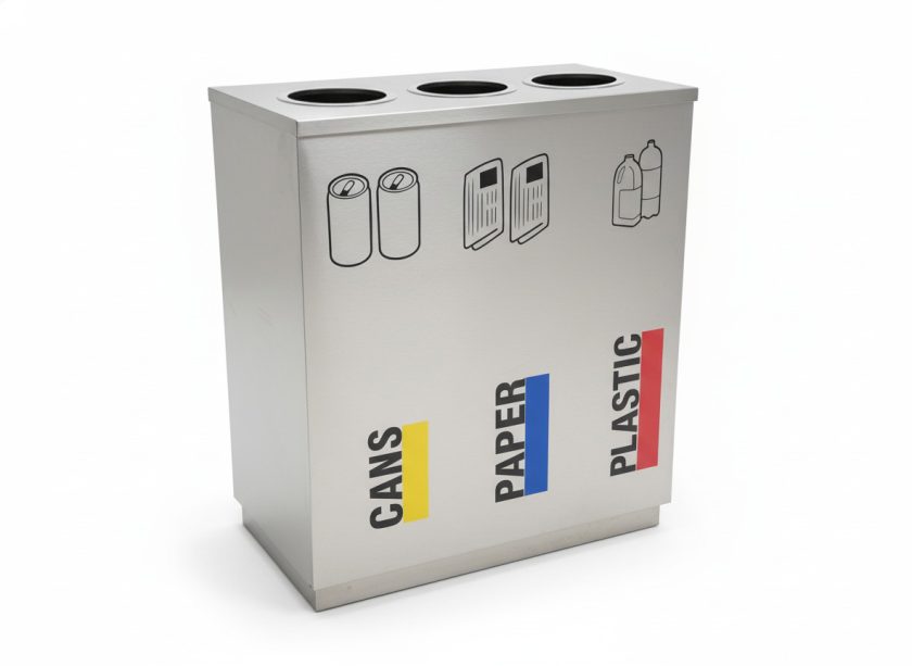 Stainless Steel 3-in-1 recycling bin