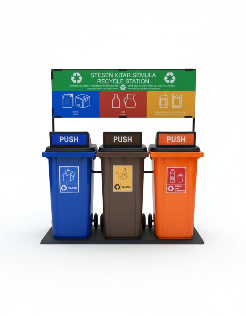 MGB240 Recycling Bin with Platform and Hood.