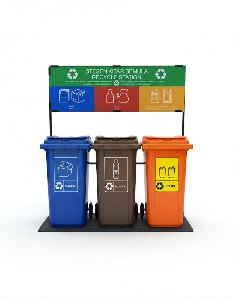MGB240 Wheel Bin Recycling Set on Platform NORDVOX