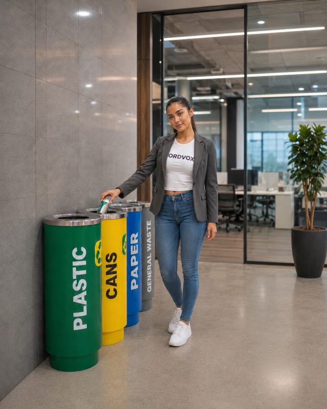 Woman in the office recycling with RMP4090