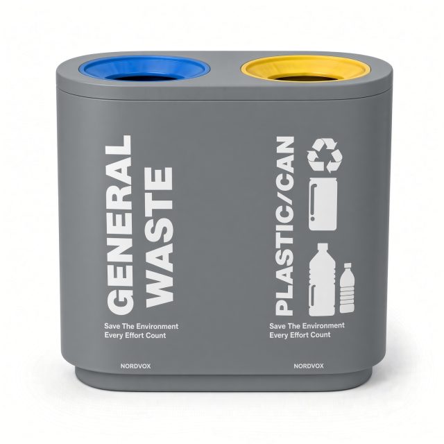 FGR800 2-in-1 FRP Recycling Bin with 2 slots grey NORDVOX