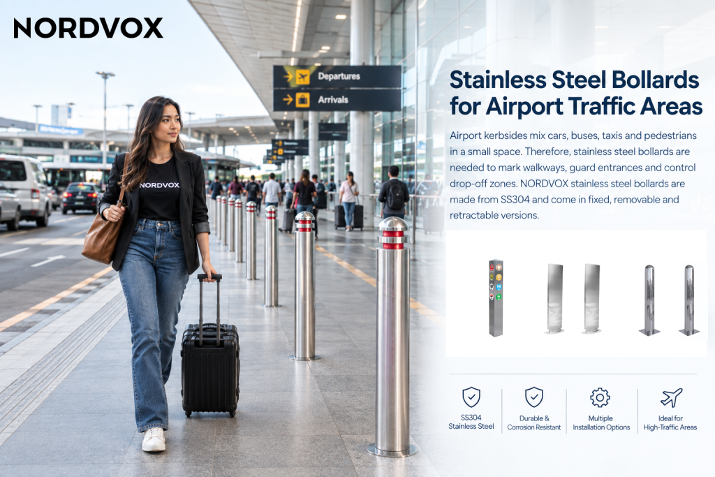 Stainless Steel Bollards for Airport Traffic Areas NORDVOX